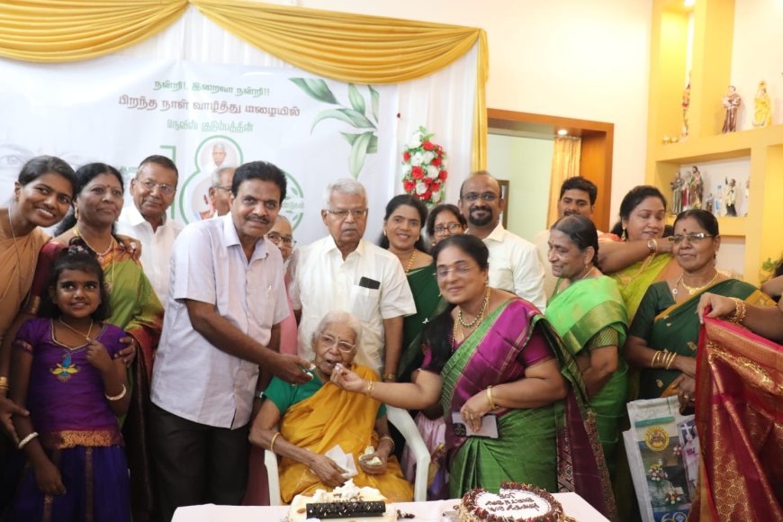 சேலம் திரு. ஞான சுந்தரம் பிள்ளை (ஓவியர்) அவர்களின் மனைவி திருமதி. மேரி இக்னேனியில் அவர்களது 100 ஆம் ஆண்டு பிறந்தநாள் விழா