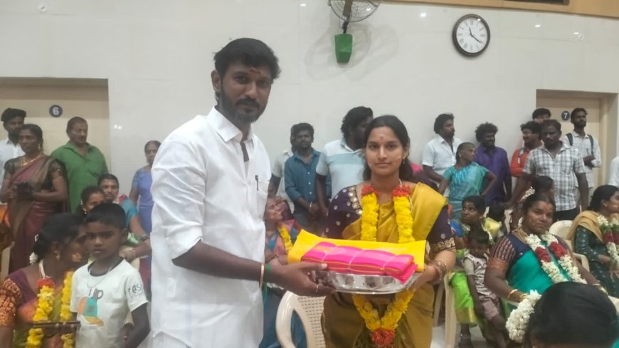 திருச்சி மாவட்டம் சமூகநலம் மற்றும் மகளிர் உரிமைத்துறை சார்பில் ஒருங்கிணைந்த குழந்தை வளர்ச்சி திட்ட பணிகள் சார்பாக  கர்ப்பிணி பெண்களுக்கு சமூக தாய வளைகாப்பு விழா.திருச்சி கலையரங்கத்தில் நடைபெற்றது